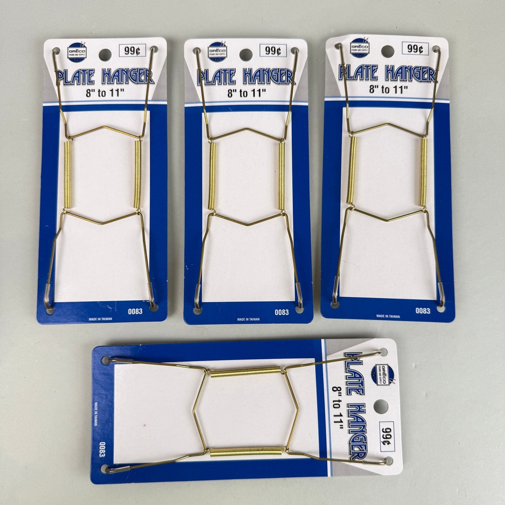 Greco Plate Hanger 8" to 11" Gold‎ Tone NEW 4 Pack Lot 0083 Display Hardware